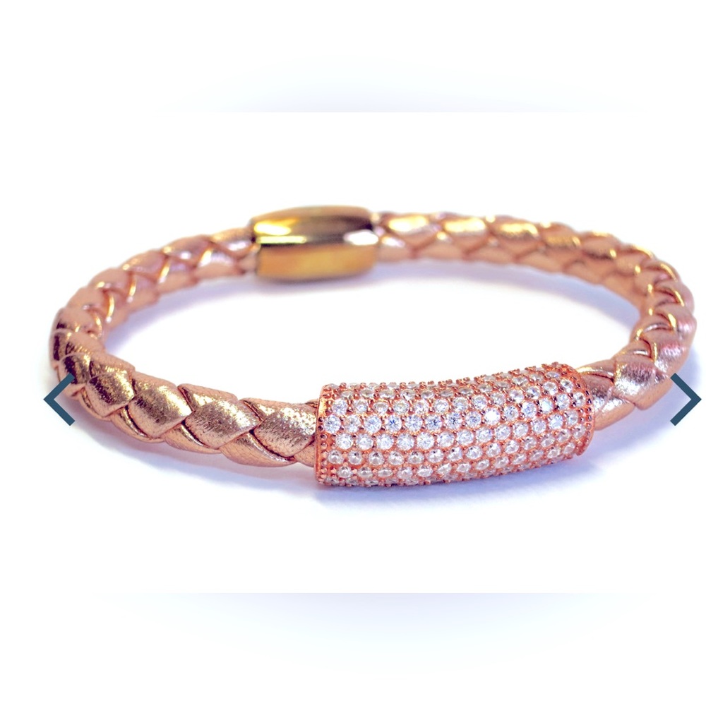 Lisa Schwartz Rose Gold Leather and Pave Bracelet